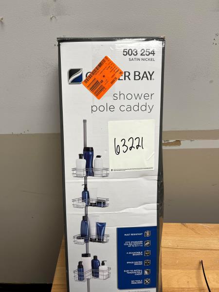 Glacier Bay Tension Pole Corner Shower Caddy in Satin Nickel