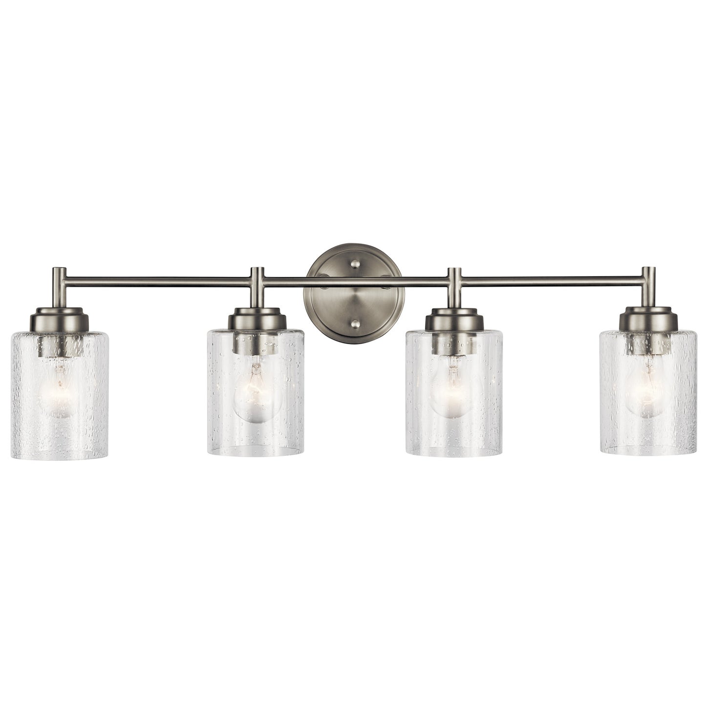 Kichler Winslow 30 4 Light Brushed Nickel Vanity Light with Seeded Glass Shades