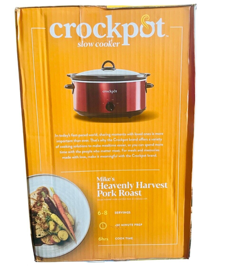 Crockpot 7-Quart Manual Slow Cooker Red Stainless Steel
