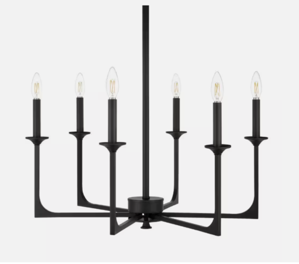 Hampton Bay Highgate 6-Light Matte Black Chandelier
