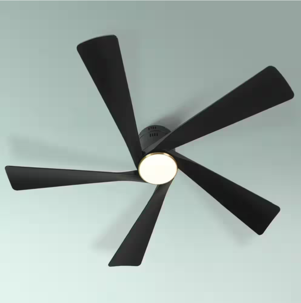 52 in. Smart Indoor Black Low Profile Standard Flush Mount Ceiling Fan with LED Light