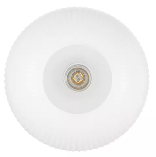 Pompton 12 in. 1-Light Chrome Semi-Flush Mount Ceiling Light Fixture with White Ribbed Glass