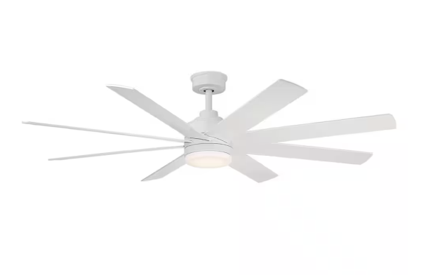 Home Decorators Collection Celene II 62 in. Indoor/Outdoor Matte White DC Motor Ceiling Fan with Adjustable White Integrated LED w/ Remote Included