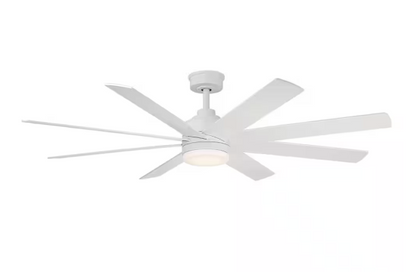 Home Decorators Collection Celene II 62 in. Indoor/Outdoor Matte White DC Motor Ceiling Fan with Adjustable White Integrated LED w/ Remote Included