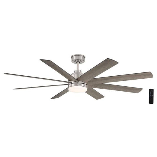 Celene II 62 in. Indoor/Outdoor Brushed Nickel Ceiling Fan w/ White LED & Remote