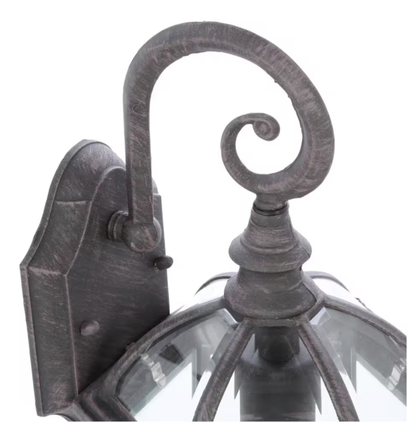 Hampton Bay Wickford 15.4 in. 1-Light Weathered Bronze Outdoor Wall Light Fixture with Clear Glass (2-Pack)