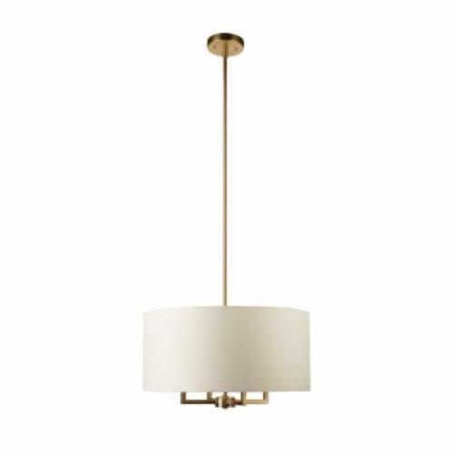 Globe Electric Emery 4-Light Matte Brass Pendant Lighting with Beige Fabric Shade  60340