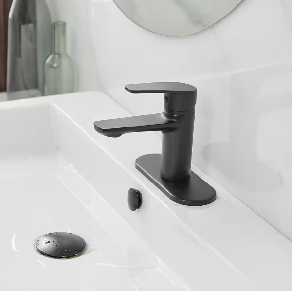 BWE Single Hole Single-Handle Bathroom Faucet in Matte Black