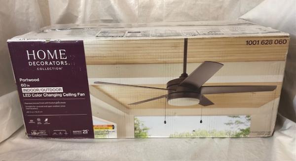 Portwood 60 in. Indoor/Outdoor Wet Rated Espresso Bronze Ceiling Fan with Integrated LED Included