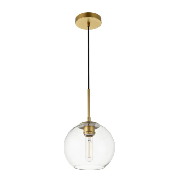 Elegant Lighting Baxter 1 Light Brass Pendant With Clear Glass