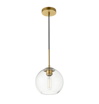 Elegant Lighting Baxter 1 Light Brass Pendant With Clear Glass