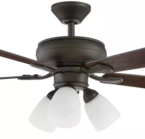 Hampton Bay Riley 44 in. Indoor Matte Black Ceiling Fan with Light & Remote