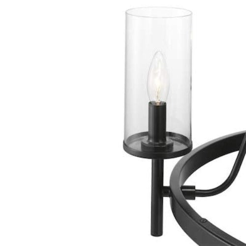 Progress Lighting Strahan 3-Light Black Transitional Clear Glass Shaded Incandescent Chandelier