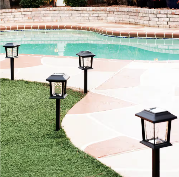 (4-Pack) Hampton Bay Solar 15 Lumens Black Outdoor Integrated LED Path Lights