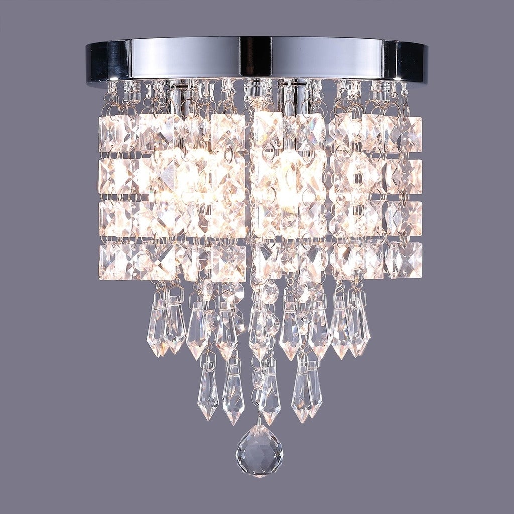 8.7 in. 3-Light Chrome Flush Mount Chandelier with K9 Crystals