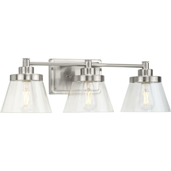 Hinton Collection Three-Light Brushed Nickel Farmhouse Bath Vanity Light