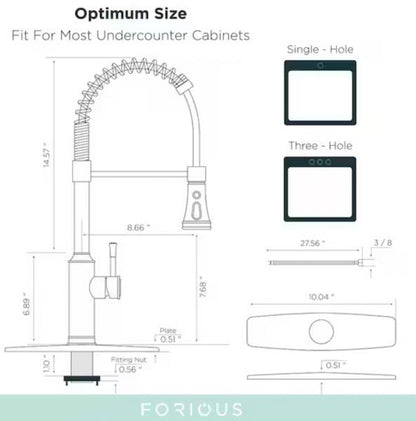 High Arc Commercial Spring Kitchen Faucet with Pull Down Sprayer in Matte Black