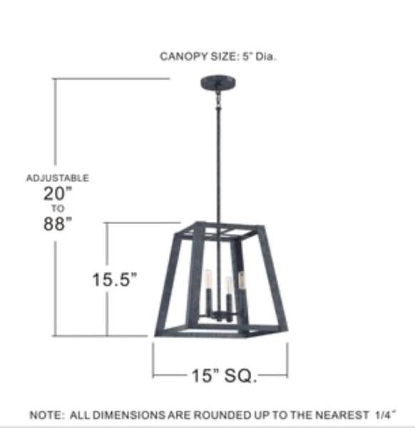 Quoizel Glenburn 4-Light Matte Black Farmhouse Lantern Hanging Pendant Light