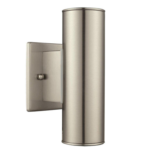 Home Decorators Collection Riga 7.64 in. 2-Light Stainless Steel LED Outdoor Wall Sconce Light