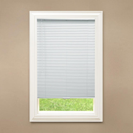 Hampton Bay White Cordless Room Darkening Vinyl Mini Blinds with 1 in. Slats-27 in. W X 48 in. L (Actual Size 26.5 in. W X 48 in. L)