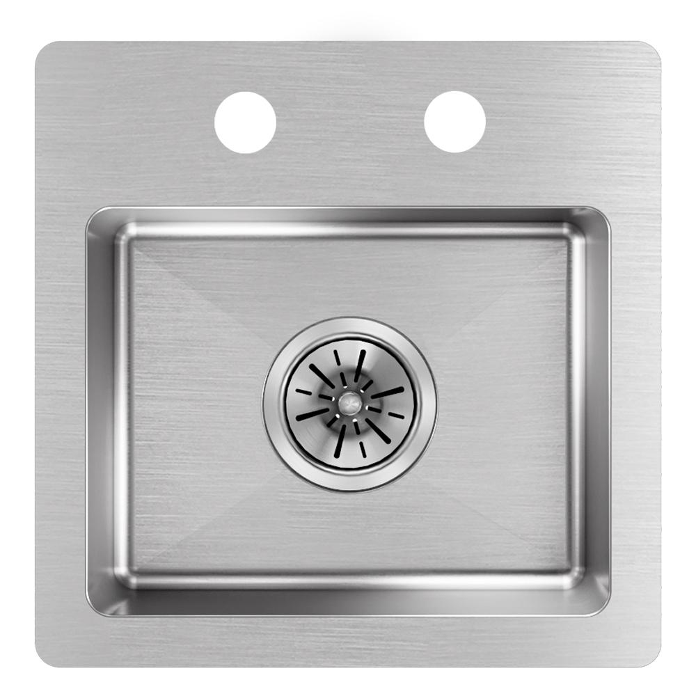 Elkay Crosstown 15 in. Drop in/Undermount Single Bowl Stainless Steel 20 Gauge Bar Sink, Silver