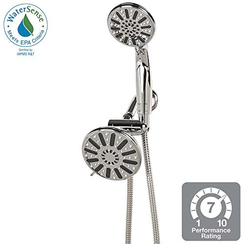 Glacier Bay 6-Spray 5 in. Dual Wall Mount Fixed and Handheld Shower Head 1.8 GPM in Chrome, Grey