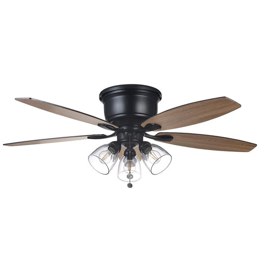 Hampton Bay 51829 Stoneridge 52"  Matte Black Hugger LED Ceiling Fan with Light Kit