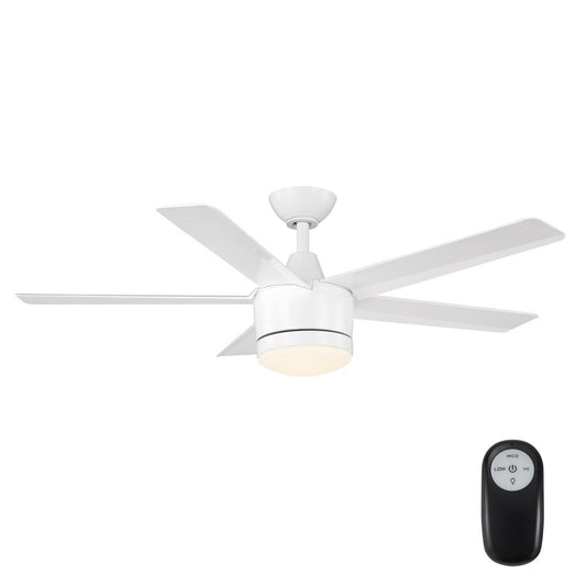 Home Decorators Collection Merwry 48 in. Integrated LED Indoor White Ceiling Fan with Light Kit and Remote Control