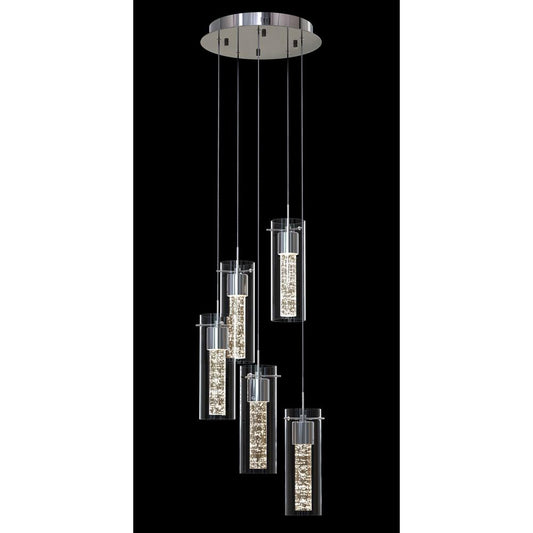 Artika Essence 30-Watt 5 Light Chrome Modern Integrated LED Pendant Light Fixture for Dining Room or Kitchen