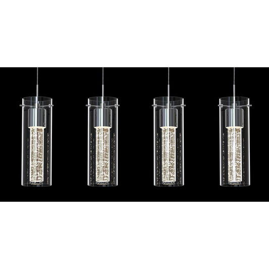 Artika Essence 27-Watt 4 Light Chrome Modern Integrated LED Pendant Light Fixture for Dining Room or Kitchen