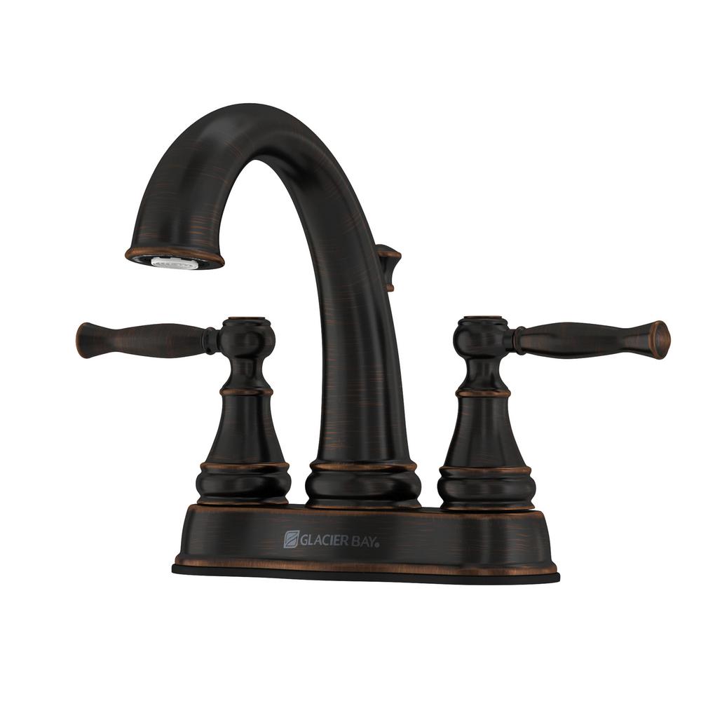 Glacier Bay Fairway 4 in. Centerset 2-Handle High-Arc Bathroom Faucet in Bronze