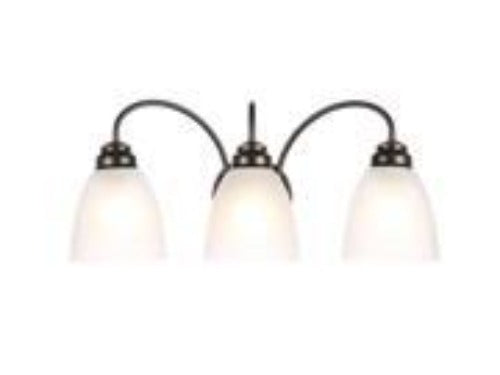 Hampton Bay Hamilton 3-Light Oil Rubbed Bronze Vanity Light with Frosted Glass Shades
