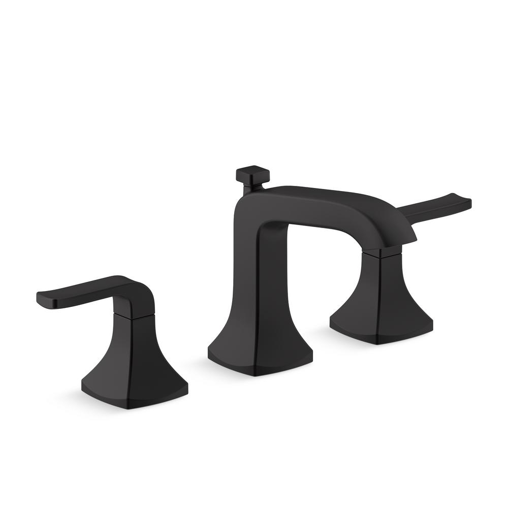 KOHLER Rubicon 8 in. Widespread 2-Handle Bathroom Faucet in Matte Black (Valve Included)