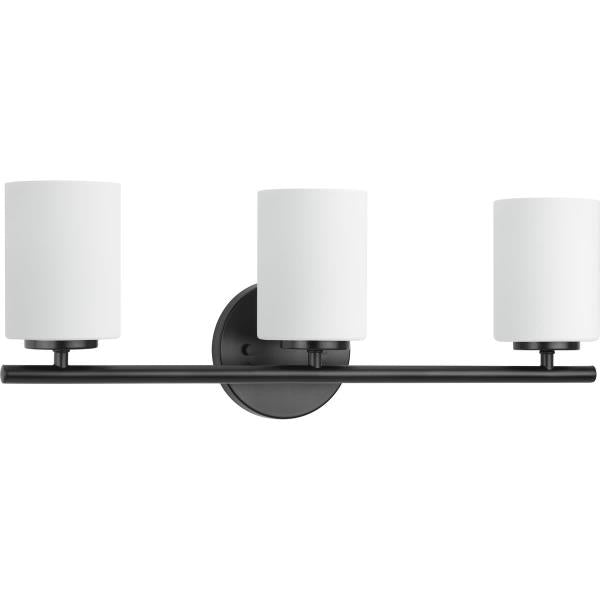 Progress Lighting Replay Collection 22 in. 3-Light Black Etched Glass Modern Bathroom Vanity Light