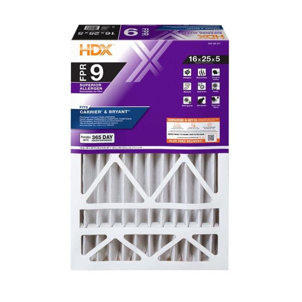 2 Pack of 16 in. X 25 in. X 5 in. Carrier Replacement Pleated Air Filter FPR 9, MERV 13