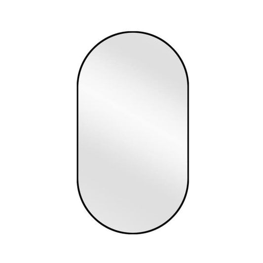 18 in. W X 30 in. H Oval Shape Aluminum Framed Wall Bathroom Vanity Mirror in Black (Screws Not Included)