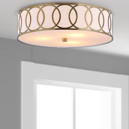 JONATHAN Y Aubrey 3-Light 15.5 in. Brass Gold Metal Flush Mount