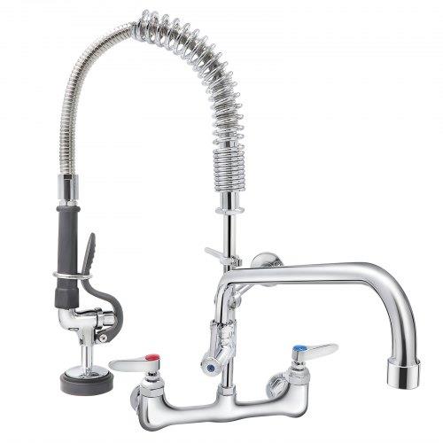 Vevor 8 in. Commercial Faucet with Pre-Rinse Sprayer  Brass