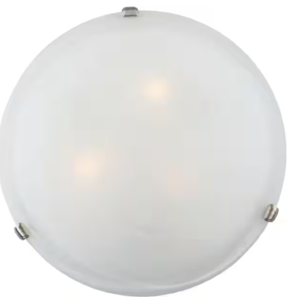 Volume Lighting 5 in. 3-Light Indoor Brushed Nickel Semi-Flush Mount Ceiling Fixture with White Alabaster Glass Bowl/Saucer Shade