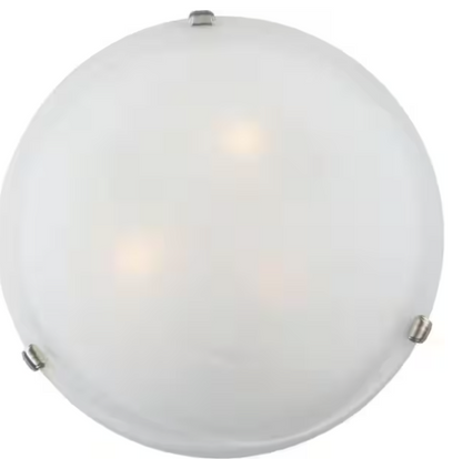 Volume Lighting 5 in. 3-Light Indoor Brushed Nickel Semi-Flush Mount Ceiling Fixture with White Alabaster Glass Bowl/Saucer Shade