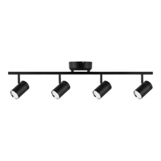 Hampton Bay Crosshaven 2.6 ft. 4-Light Black Smart Color Tunable Integrated LED Fixed Track Ceiling Lighting Kit Powered by Hubspace
