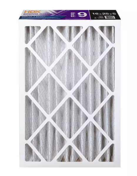 2 Pack of 16 in. X 25 in. X 5 in. Carrier Replacement Pleated Air Filter FPR 9, MERV 13