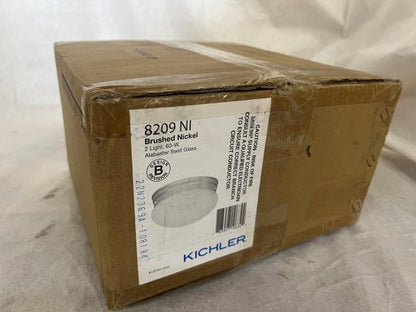 KICHLER Ceiling Space 9.25 in. 2-Light Brushed Nickel Traditional Hallway Flush Mount Ceiling Light with Alabaster Swirl Glass