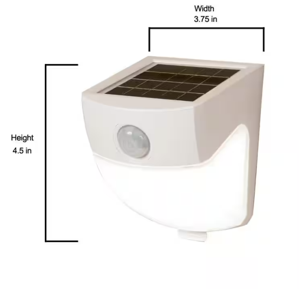 120-Degree White Motion Activated Sensor Outdoor Solar Powered Wedge Security Light