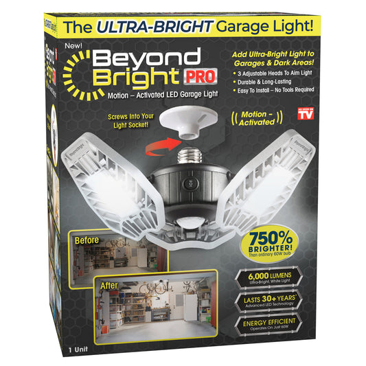 BEYOND BRIGHT 7.5 in. X 4.25 in. 6000 Lumens Single Pole Occupancy LED Flush Mount Motion Activated Garage Light