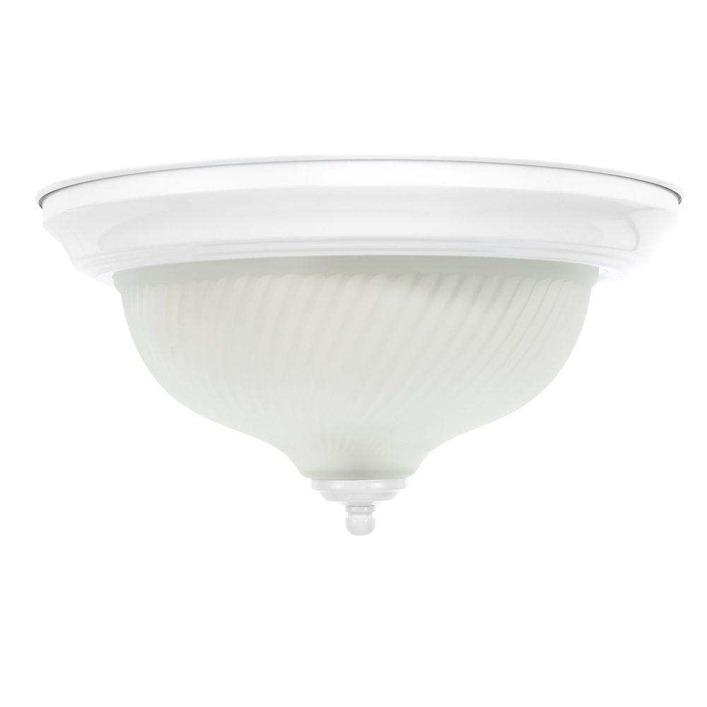 11 in. 2-Light White Flush Mount