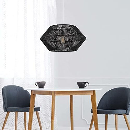 Globe Electric Terra 1-Light Matte Black Natural Twine Chandelier