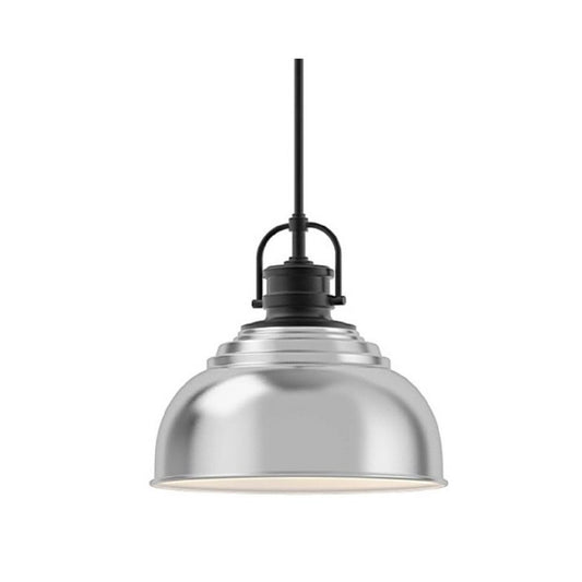 Home Decorators Collection Shelston 13 in. 1-Light Brushed Nickel and Black Farmhouse Pendant Light Fixture with Metal Shade