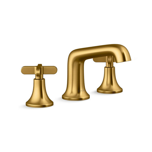 KOHLER Setra 8 in. Widespread Double Handle Bathroom Faucet in Vibrant Moderne Brushed Brass