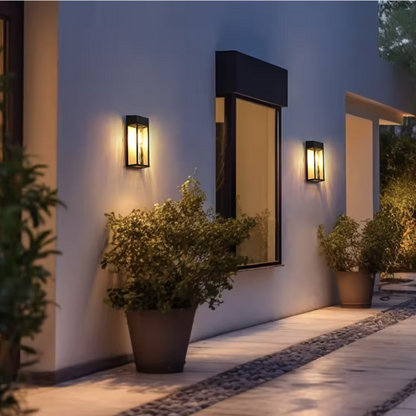 Black Outdoor Solar Wall Lights with LED Bulb (2-Pack)